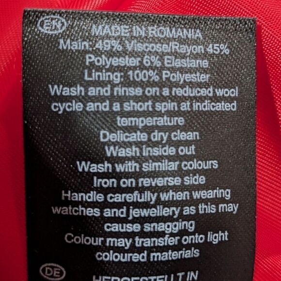 Hobbs London Elize Red Cropped Open Front 3/4 Sleeve Blazer Jacket Sz 4 Petite - Picture 12 of 12